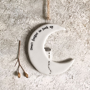 East of India 'Don't Forget To Look Up' Porcelain Moon Ornament