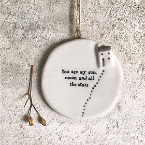 East of India 'You Are My Sun, Moon & Stars' Porcelain Moon Ornament