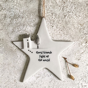 East of India 'Good Friends Light Up' Porcelain Star Ornament