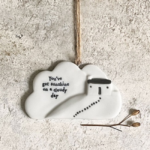 East of India 'Sunshine On A Cloudy Day' Porcelain Cloud Ornament