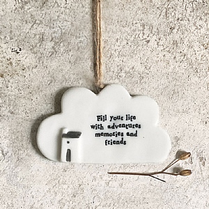 East of India 'Fill Life With Adventure' Porcelain Cloud Ornament