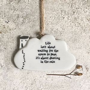 East of India 'Life Isn't Waiting' Porcelain Cloud Ornament