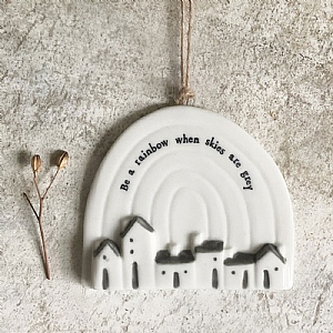 East of India 'Be A Rainbow' Porcelain Rainbow Ornament