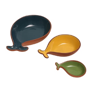 Dexham Sintra Set of 3 Glazed Terracotta Fish Tapas Dishes