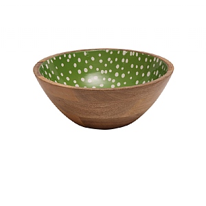 Dexam Sintra Mango Wood Spotted Salad Bowl - Green