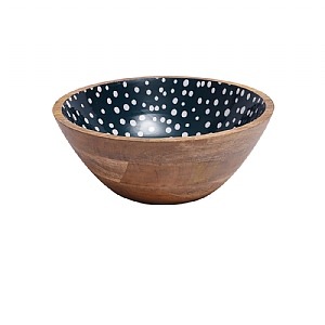 Dexam Sintra Mango Wood Spotted Salad Bowl - Ink Blue