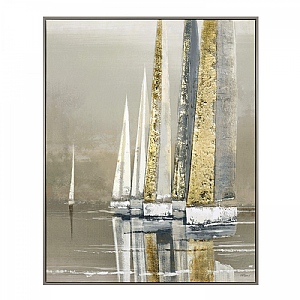 "Golden Sails" Framed Wall Art 82cm x 82cm