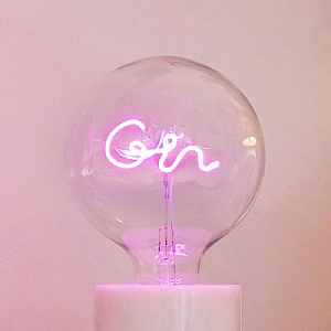 Steepletone Pink 'Gin' Screw Down LED Text Light Bulb