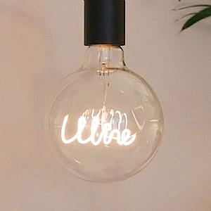 Steepletone White 'Wine' Screw Up LED Text Light Bulb