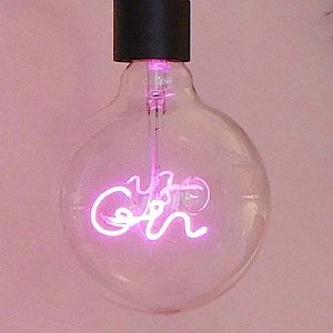Steepletone Pink 'Gin' Screw Up LED Text Light Bulb