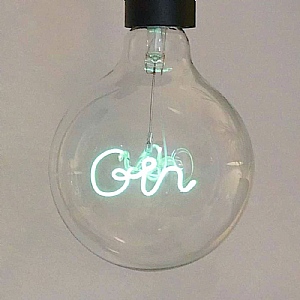 Steepletone Green 'Gin' Screw Up LED Text Light Bulb