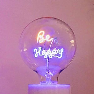 Steepletone 'Be Happy' Screw Down LED Text Light Bulb