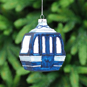 Festive Blue Glass Cable Car 11cm