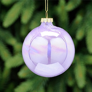 Festive Lilac Iridescent Ripple Glass Bauble 8cm