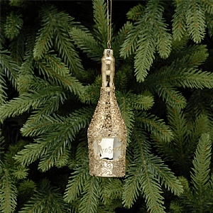 Festive Gold Prosecco Glass Bottle Decoration 15cm