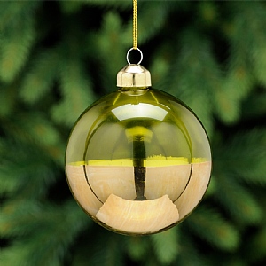 Festive Green & Gold Aged Effect Glass Bauble 8cm