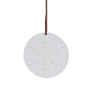 Festive Hanging Porcelain White Snowflake Disc 7cm