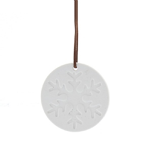 Festive Hanging Porcelain White Snowflake Disc 6cm