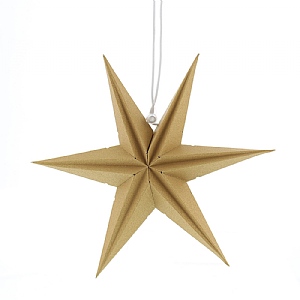 Festive Hanging Gold Paper 5 Pointed Star 20cm