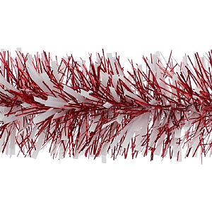 Festive White & Red Chunky Tinsel 200cm X 10cm