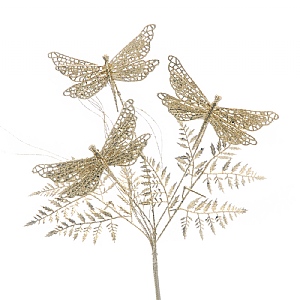 Festive Gold Glitter Butterfly Spray Stem 65cm
