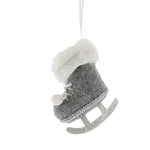 Festive Grey Fur Cuff Ice Skate 10cm