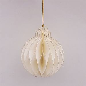 Festive White Paper With Gold Folding Bauble 12cm