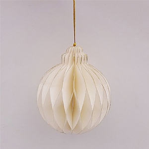 Festive White Paper With Gold Folding Bauble 12cm