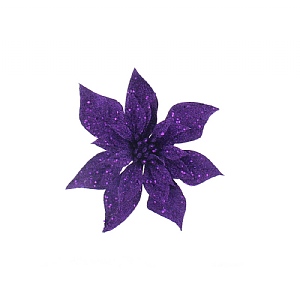 Festive Purple Glitter Poinsettia With Clip 23cm