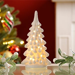 Festive Battery Operated Porcelain Tree 18cm