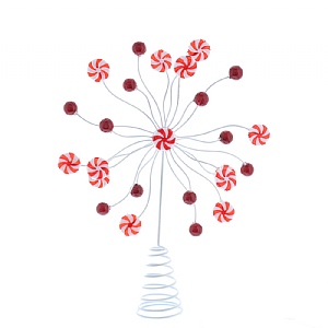 Festive Red & White Candy Stripe Tree Topper 33cm