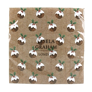 Gisela Graham Pack of 20 Christmas Pudding Napkins