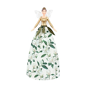 Gisela Graham Large Magnolia Fabric & Resin Tree Top Fairy
