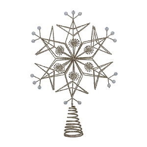 Gisela Graham Gold Glitter Wire & Pearl Tree Top Star