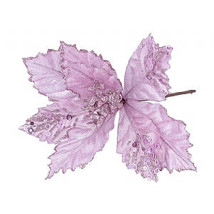 Gisela Graham Lilac Fabric Poinsettia Pick