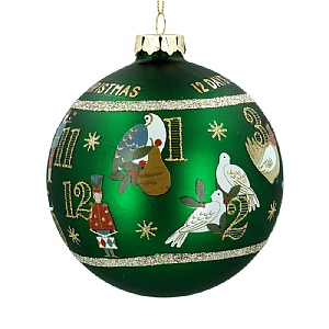 Gisela Graham Matt Green 12 Days of Christmas Glass Ball