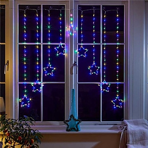 Three Kings Multi-Coloured Star Curtain Lights