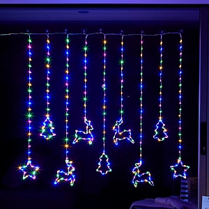 Three Kings Multi-Coloured Festive Curtain Lights