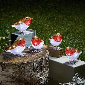 Three Kings InLit Ice Robins - Set of 5