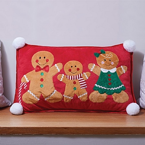 Three Kings Gingerbread Family Cushion Red