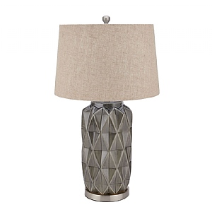 Acantho Grey Ceramic Lamp With Linen Shade