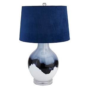 Ice Shadows Table Lamp With Navy Blue Lamp Shade