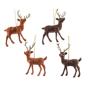 Decoris Glitter Reindeer Decoration 12.5cm (Assorted Designs)