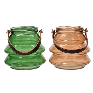 Decoris Glass Hurricane Tree Tealight Holder 14cm - Assorted Colours