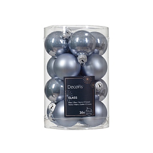 Decoris Tub of 16 Baubles Hazy Blue