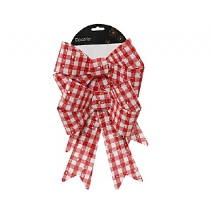 Decoris 2 Red & White Checked Bows 23cm