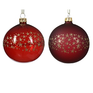 Decoris Oxblood Glass Stars Bauble 8cm (Assorted Designs)