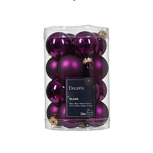 Decoris Tub of 16 Violet Glass Baubles