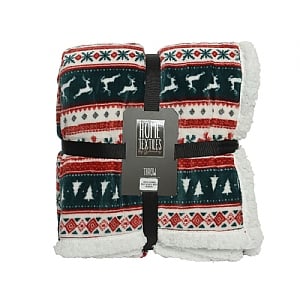 Decoris Stripey Green & Red Deer Throw