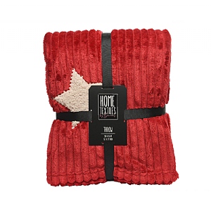 Decoris Red Ribbed Sherpa Throw
